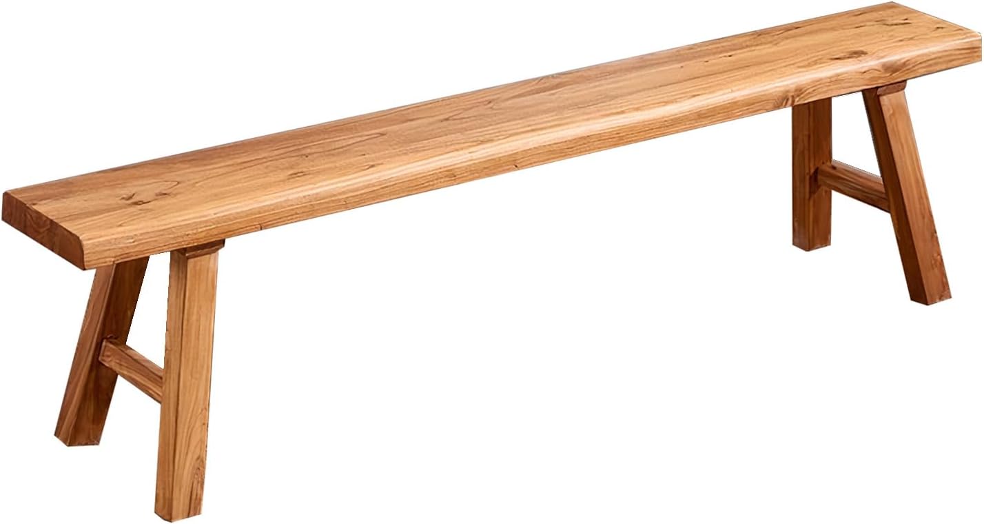 Small Farmhouse Wooden Bench Indoor - 31.5 in entryway Bench, Natural Solid Wood, Durable and Sturdy, Suitable for Dining Room, Bedroom, Porch and Other Narrow Spaces