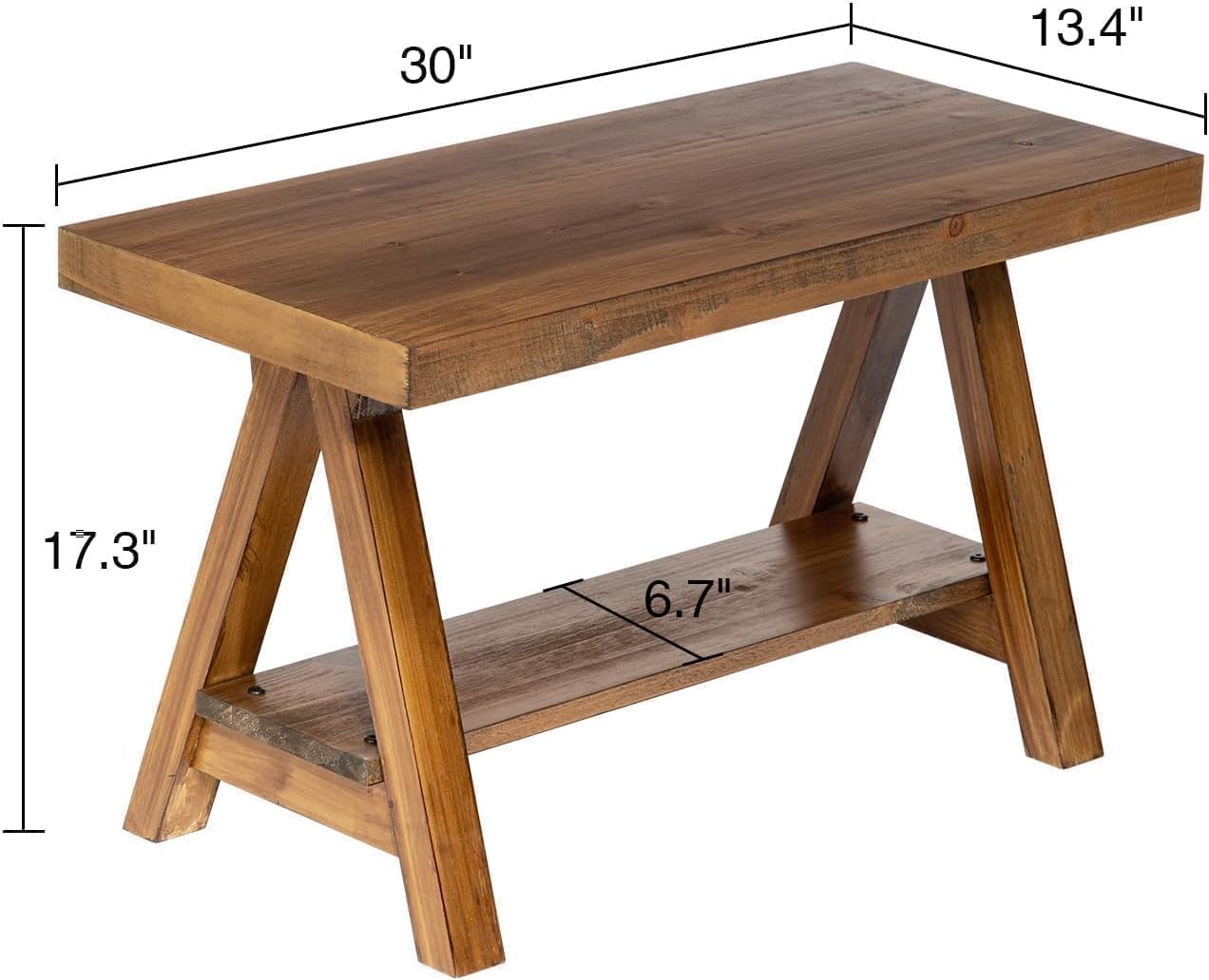 Wnutrees Farmhouse Wood Bench, Rustic Indoor Storage Bench for Entryway, Living Room, Dining Room, Solid Wood Construction, Original Wood