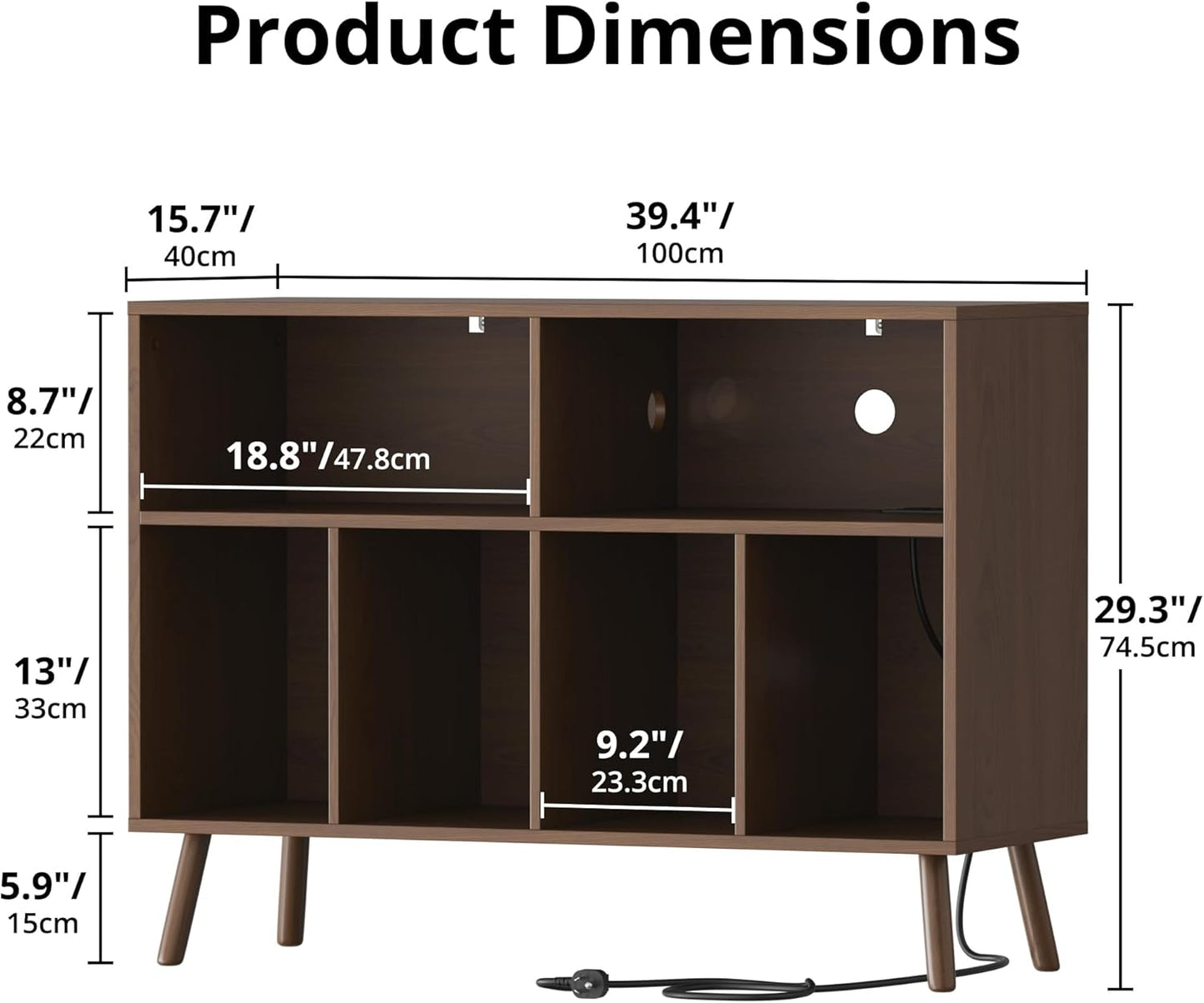 Cozy Castle Record Player Stand with Vinyl Storage Cabinet, Wood Turntable Table Open Shelf Holder Up to 350 Albums Cube Storage Organizer for Living Room, Office, Brown