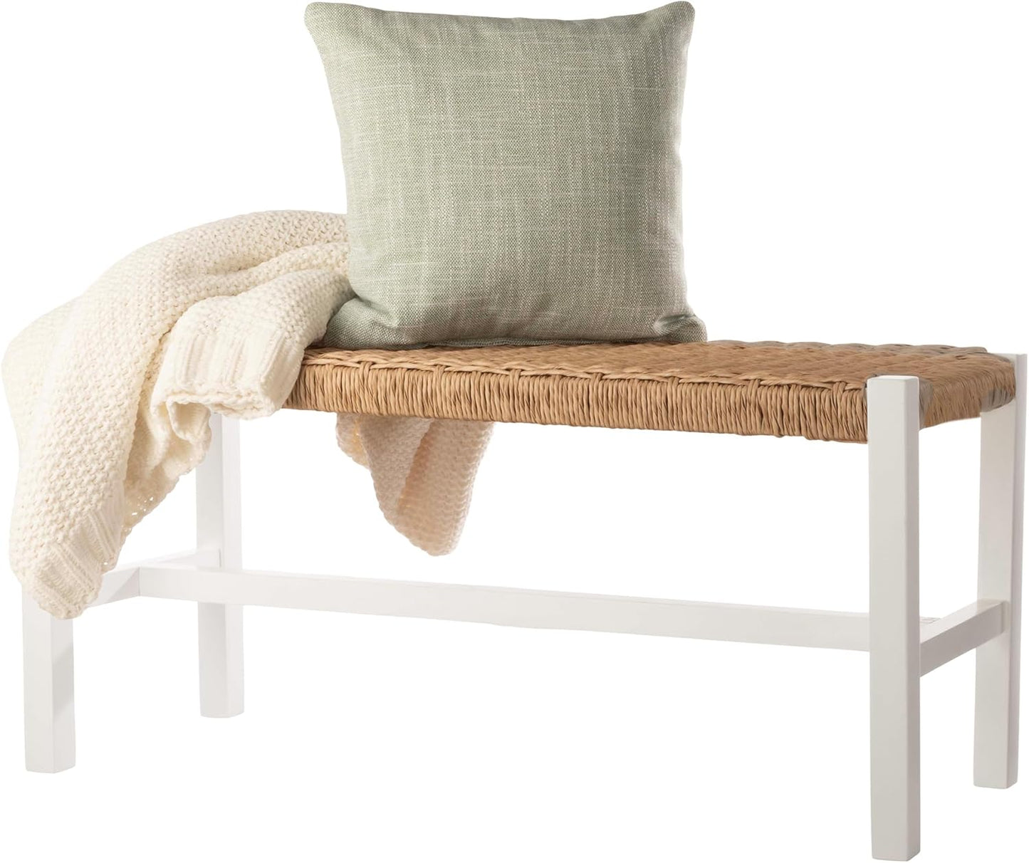 Alaterre Furniture Newport 40" Wood Bench with Rush Seat