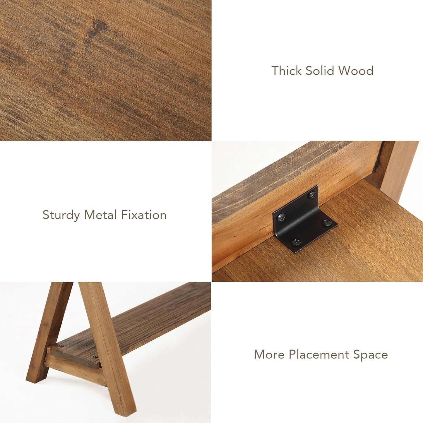 Wnutrees Farmhouse Wood Bench, Rustic Indoor Storage Bench for Entryway, Living Room, Dining Room, Solid Wood Construction, Original Wood