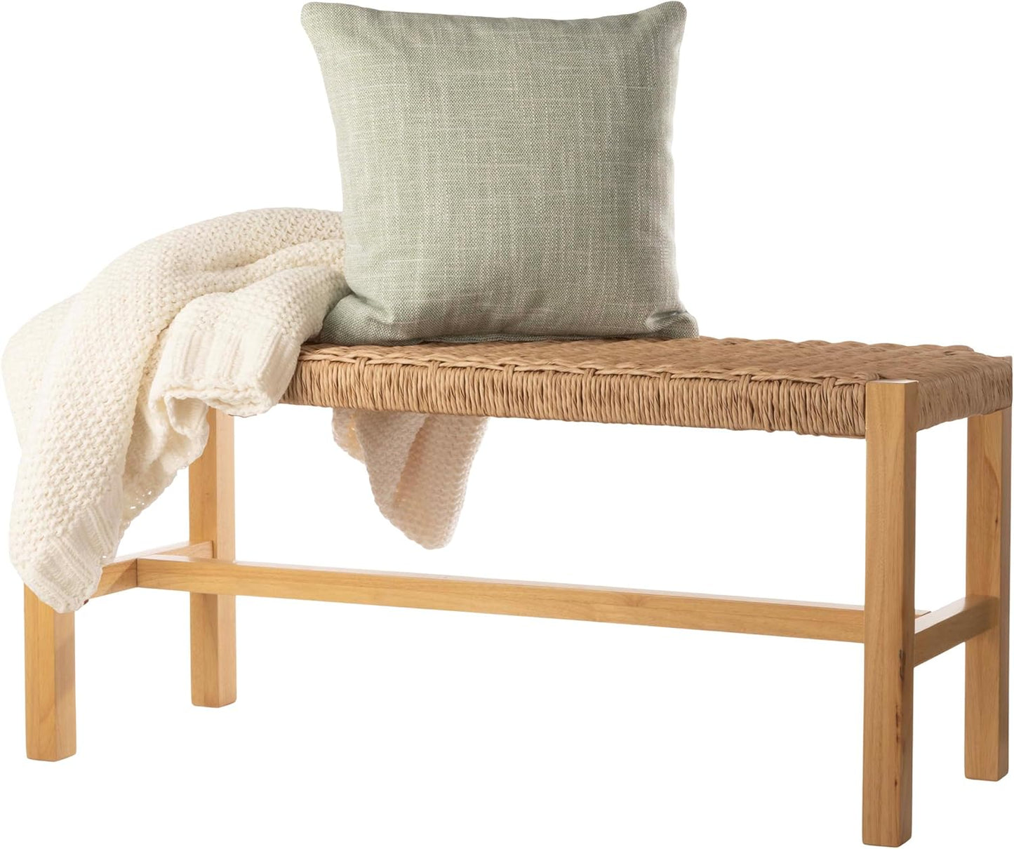 Alaterre Furniture Newport 40" Wood Bench with Rush Seat