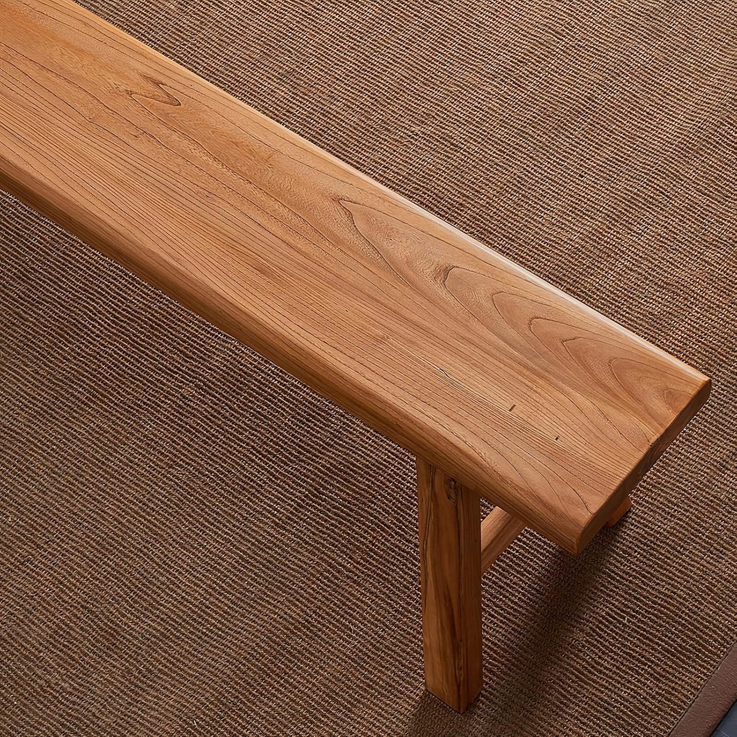 Small Farmhouse Wooden Bench Indoor - 31.5 in entryway Bench, Natural Solid Wood, Durable and Sturdy, Suitable for Dining Room, Bedroom, Porch and Other Narrow Spaces